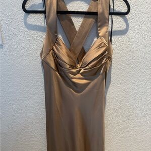 Calvin Klein Gold Cross Back Sweetheart Dress